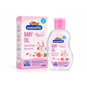 Kodomo Baby Oil Pink Hanabaki bottle and box, dermatologically tested, for babies 0+