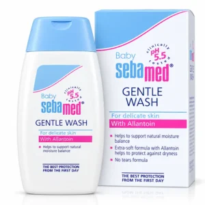Baby Sebamed Gentle Wash 200ml bottle and box, pH 5.5 with allantoin